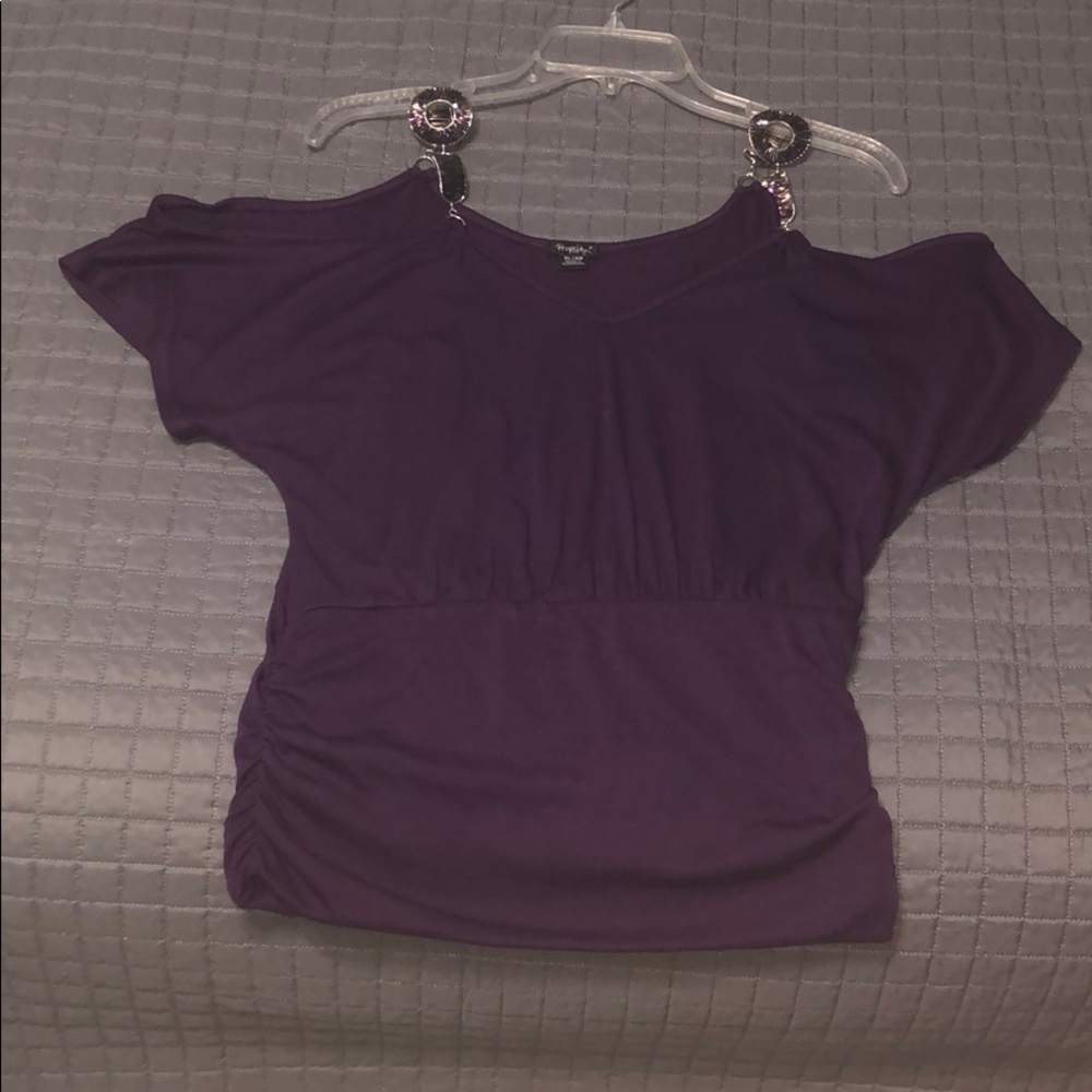 Mardi Gras top with Beautiful Shoulder Beading